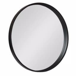 Kate and Laurel Black Contemporary Round Wood Framed Accent Mirror, 25.59 in. thumbnail 1