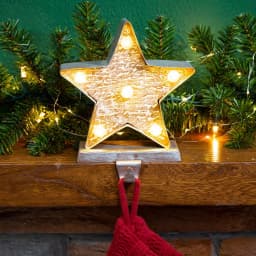 Glitzhome 7.5 in. Marquee LED Lighted Star Christmas Stocking Holder, Gold thumbnail 8