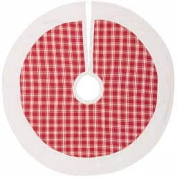 VHC Brands 21 in. Red Plaid Christmas Farmhouse Tree Skirt with Flannel Lining thumbnail 1