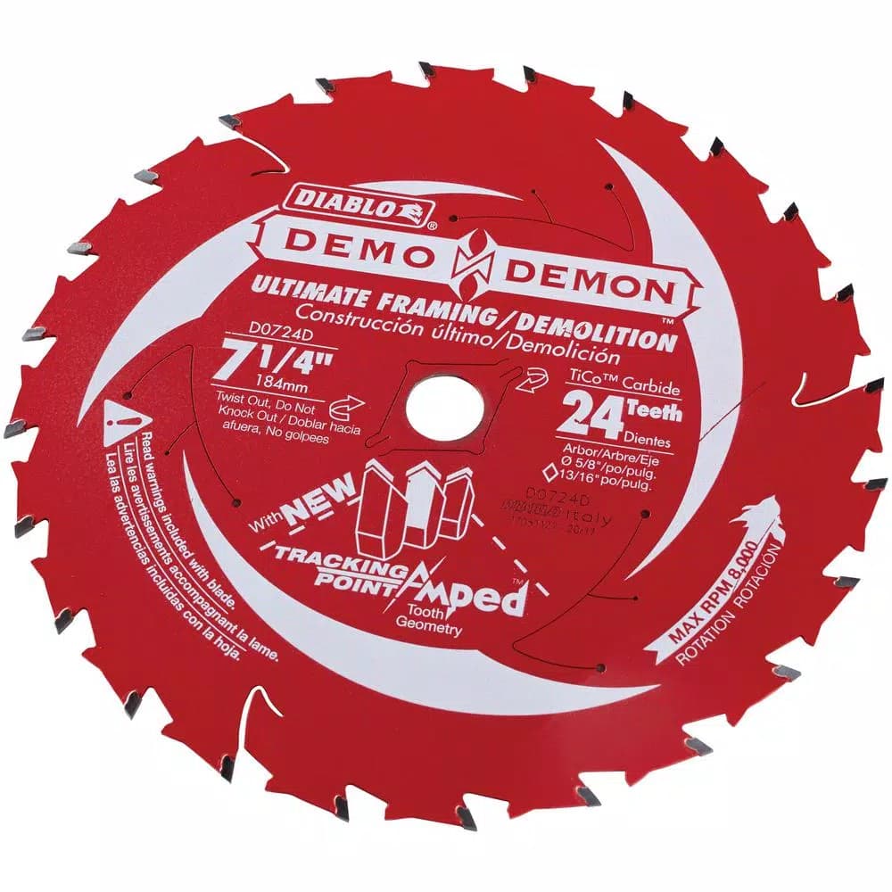 DIABLO Freud Demo Demon Amped 7-1/4 in. 24-Teeth Circular Saw Blade for Framing and Demolition