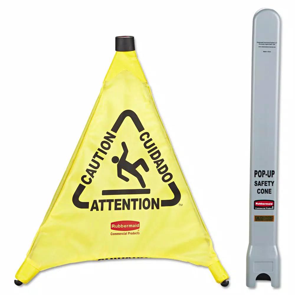 Rubbermaid Commercial Products Rubbermaid Commercial 20 in. Multi-Lingual Pop-Up Wet Floor Safety Cone, Yellow