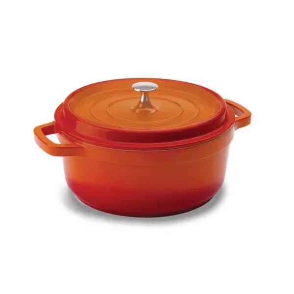Hercules 4 Qt. Round Cast Aluminum Nonstick Dutch Oven with Lid, Orange