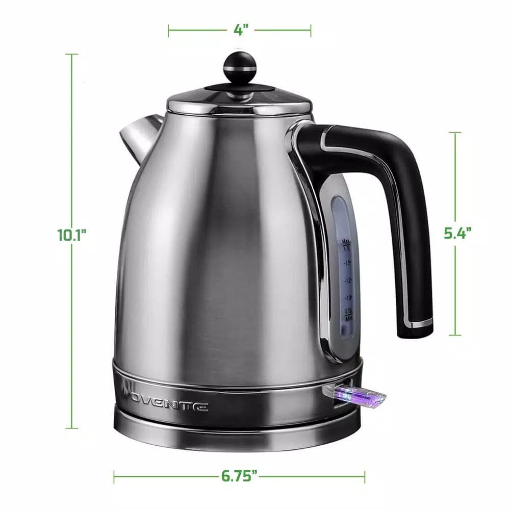 Ovente KS777 1.7L Stainless Steel Electric Kettle, 1500W Rapid Boil with Auto Shut-Off