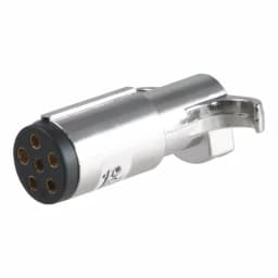 CURT 6-Way Round Trailer Connector Plug, Chrome Plastic, Male End thumbnail 1