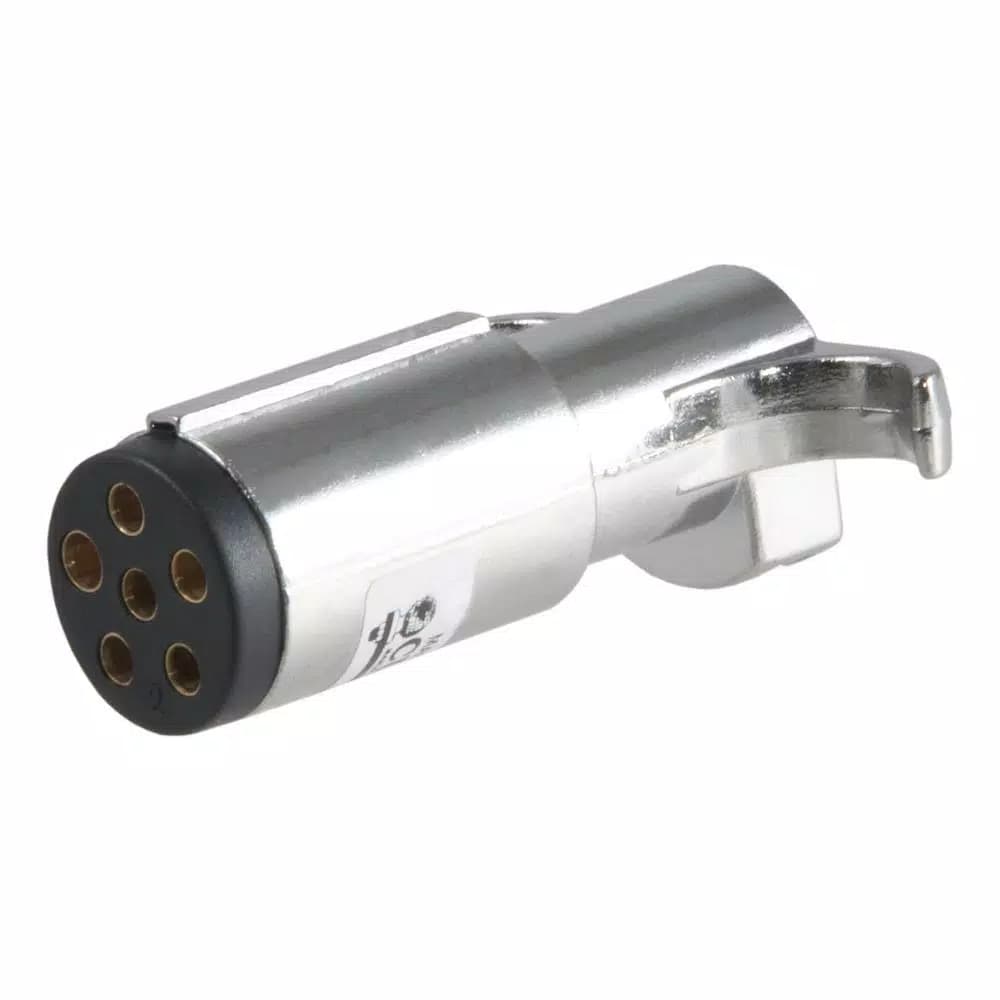 CURT 6-Way Round Trailer Connector Plug, Chrome Plastic, Male End