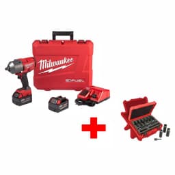 Milwaukee M18 FUEL 1/2 in. High Torque Impact Wrench Kit with 9-Piece Socket Set and 2 5.0 Ah Batteries thumbnail 1