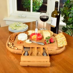 Unbranded Picnic at Ascot Malvern Deluxe Bamboo Cheese Board Set with 4 Stainless Steel Tools thumbnail 4
