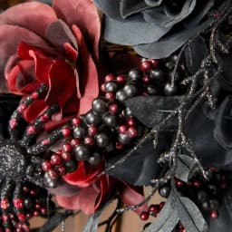Home Accents Holiday 30 in. Black and Burgundy Artificial Rose Halloween Wreath thumbnail 5