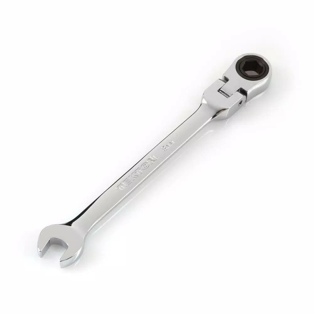 TEKTON 8 mm Flex-Head Ratcheting Combination Wrench, 6-Point Chrome-Plated Steel