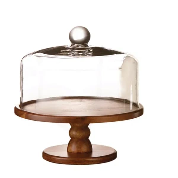 American Atelier Madera 9 in. Clear Glass Pedestal Cake Stand