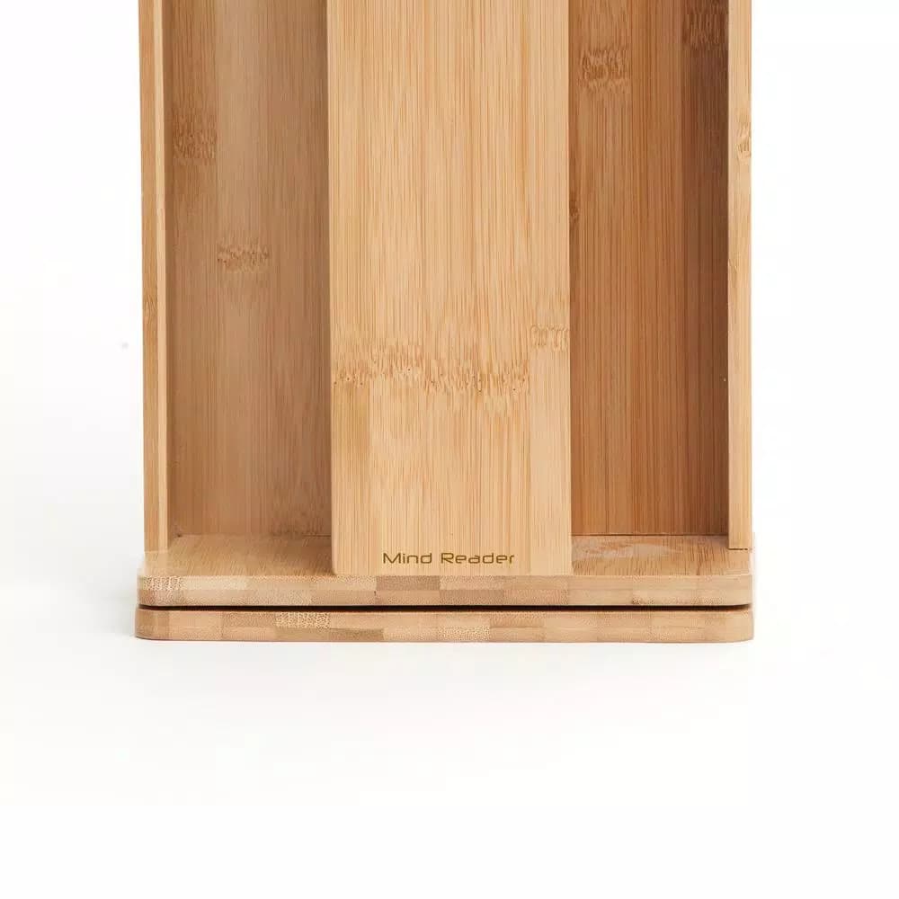 Mind Reader Bamboo 360° Rotating Cup and Lid Holder, 4-Compartment Organizer
