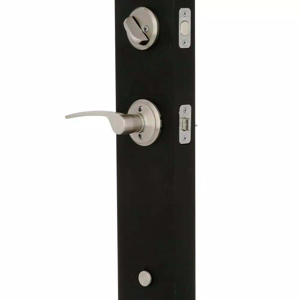 Schlage Century Satin Nickel Single Cylinder Deadbolt with Merano Lever Handleset, Right-Handed