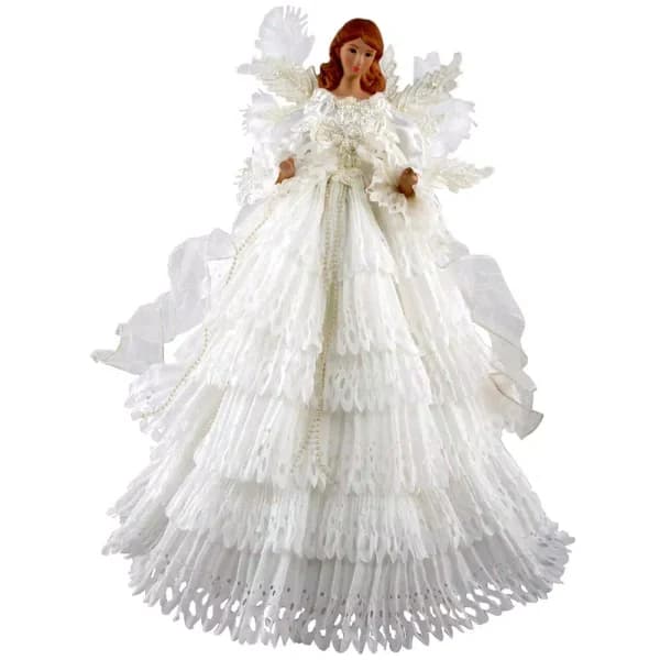 Santa's Workshop 16 in. White Lace Angel Tree Topper - Hand-Crafted Collectible Figurine