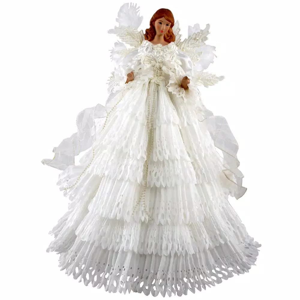 Santa's Workshop 16 in. White Lace Angel Tree Topper - Hand-Crafted Collectible Figurine