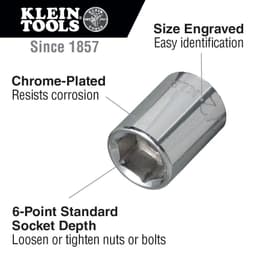 Klein Tools 1/4 in. Drive 13-Piece Socket Wrench Set with Hinged Metal Storage Box thumbnail 2