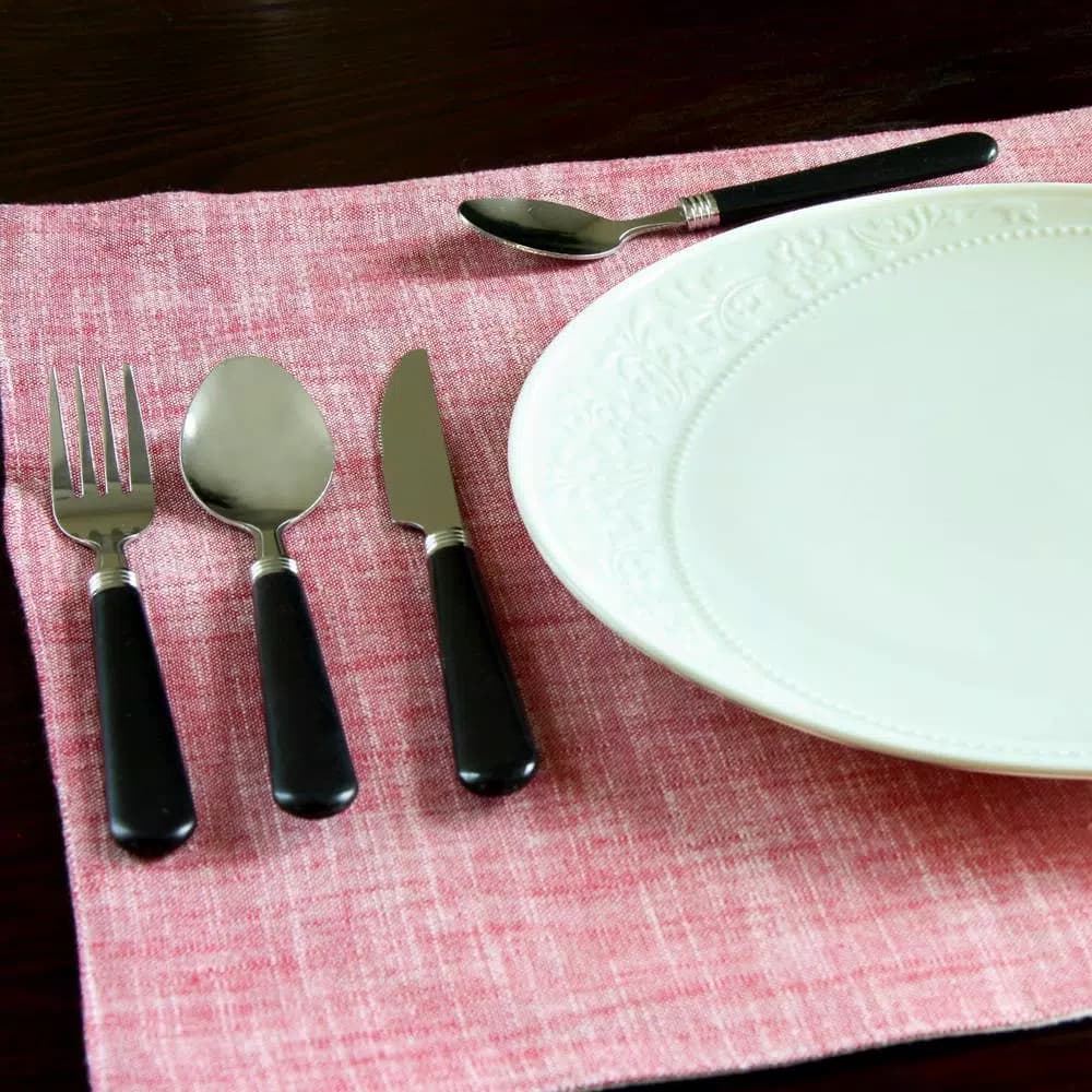 Gibson Home Sensations II 16-Piece Black Flatware Set with Wire Caddy, Service for 4