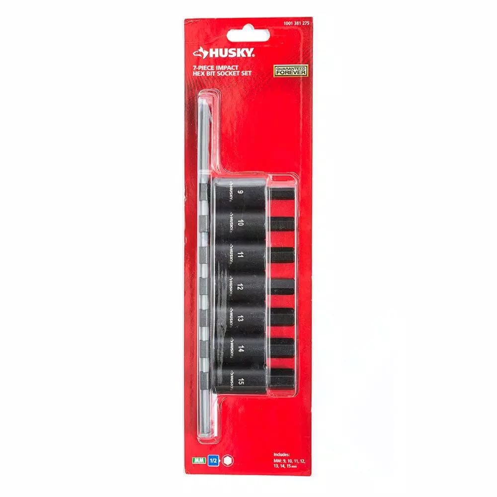 Husky 1/2 in. Drive Metric Hex Bit Impact Socket Set, 7-Piece