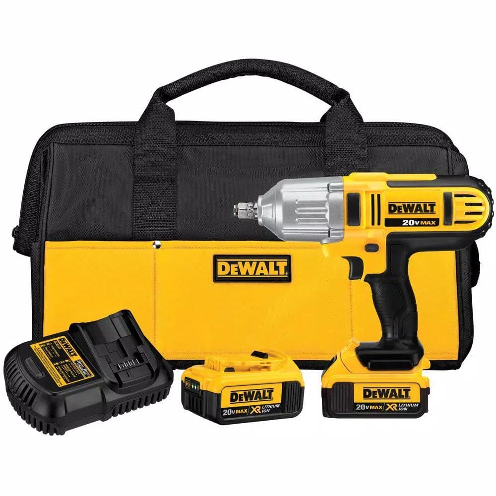 DEWALT 20V MAX Cordless 1/2 in. High Torque Impact Wrench Kit with (2) 4.0 Ah Batteries and Charger
