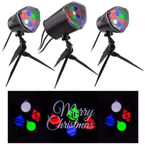LightShow Multi-Color Whirl-A-Motion Holiday LightSync Projector with Sound Projection and Stake