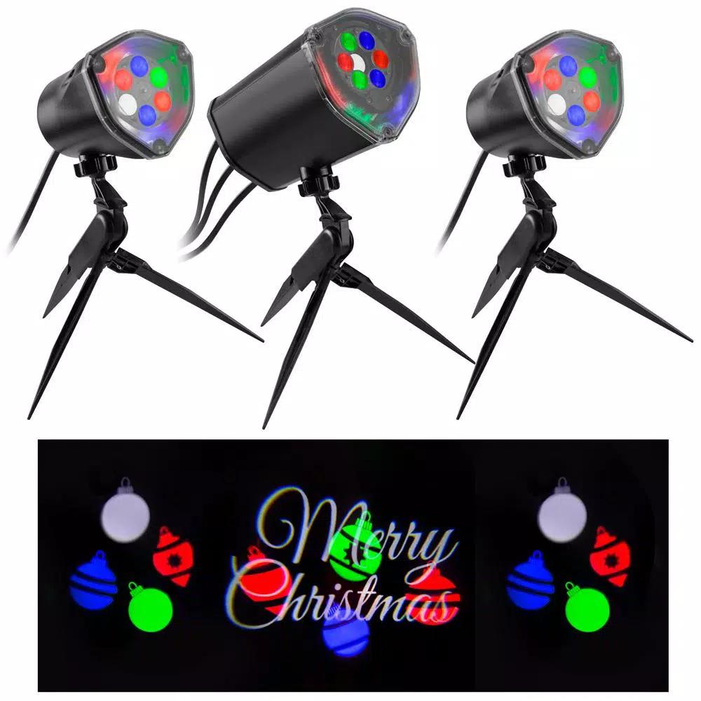 LightShow Multi-Color Whirl-A-Motion Holiday LightSync Projector with Sound Projection and Stake