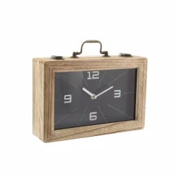 LITTON LANE Vintage Brown and Black Rectangular Wooden Suitcase Table Clock, 8 x 12 in. thumbnail 8