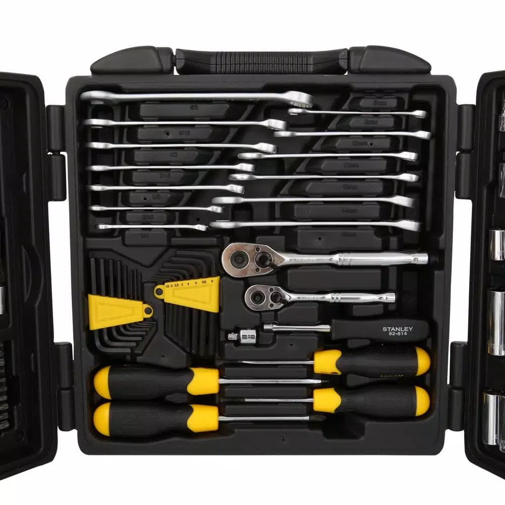 Stanley 150-Piece SAE Mechanics Tool Set with 1/4 in. & 3/8 in. Drive, Chrome Vanadium Steel