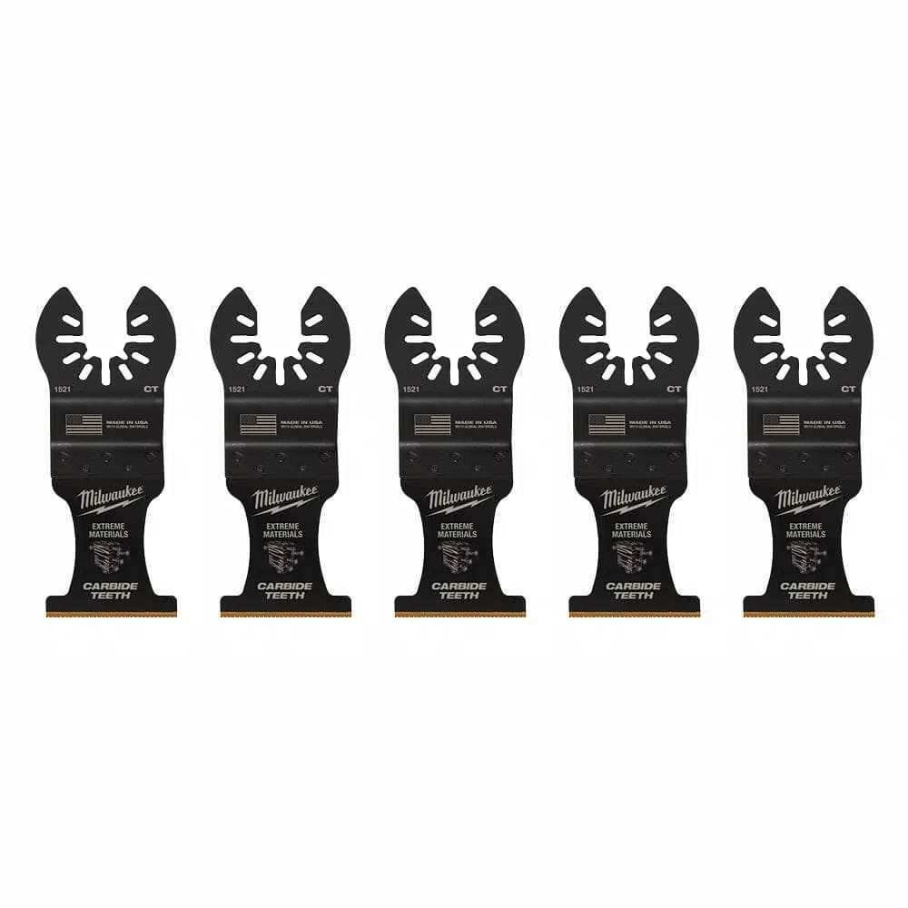 Milwaukee 1-3/8 in. Carbide Universal Fit Extreme Wood/Metal Oscillating Multi-Tool Blade (5-Pack)