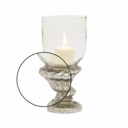 LITTON LANE 14" Tarnished Silver Glass Hurricane Candle Holder - Classic Fluted Pedestal thumbnail 3