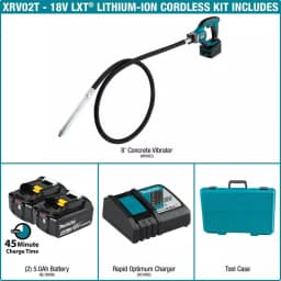 Makita 18V LXT Cordless 8 ft. Concrete Vibrator Kit with 5.0Ah Battery thumbnail 2