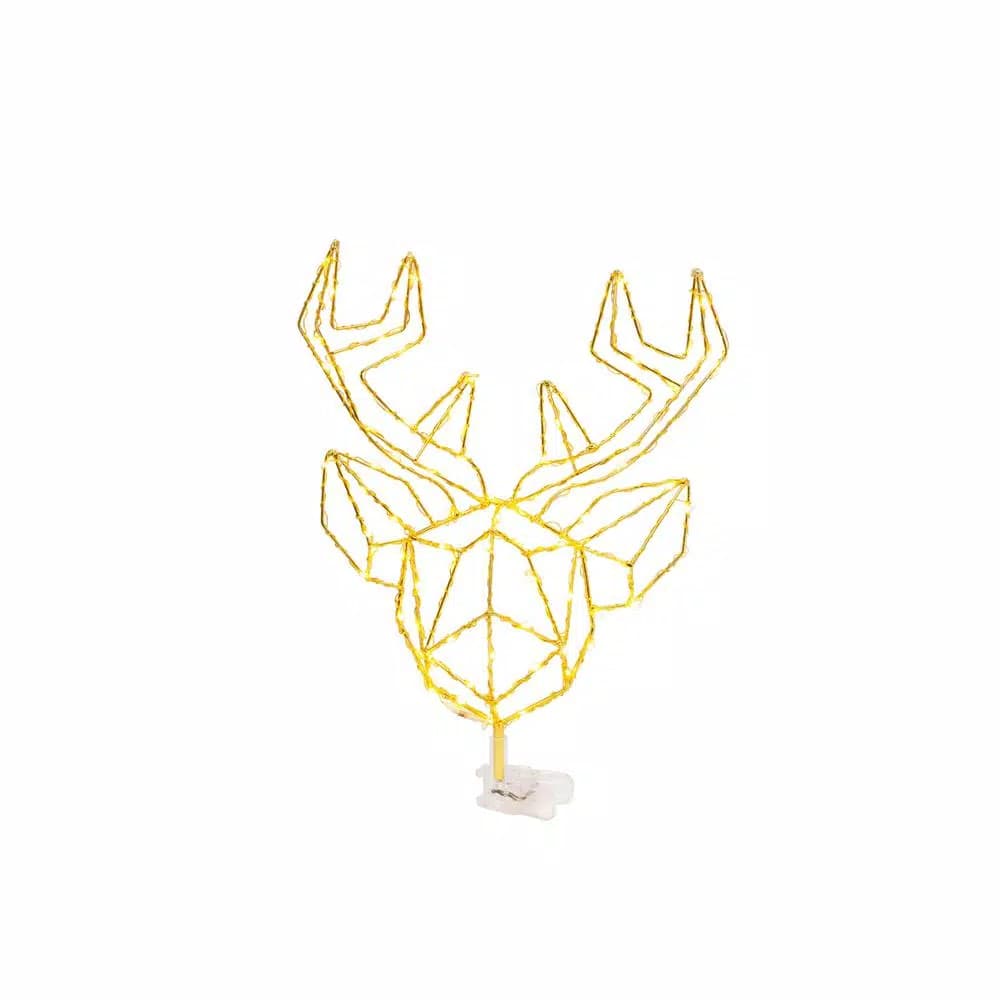 Unbranded 14.5 in. Geometric LED Deer Head Christmas Tree Topper - Warm White Lights