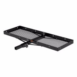 CURT 60" x 20" Black Steel Tray Cargo Carrier with 2" Folding Shank, 500 lbs. Capacity thumbnail 1