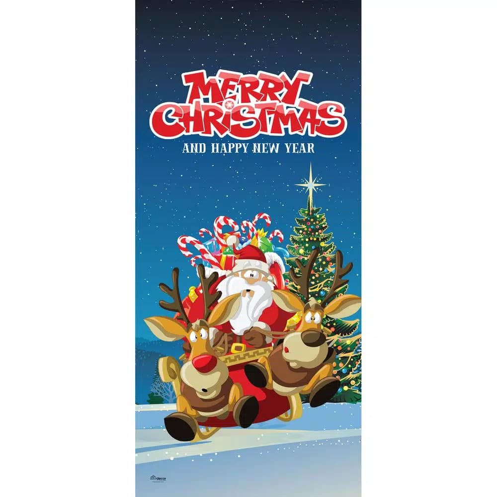 My Door Decor Santa's Take Off Christmas Front Door Mural Banner, 36 in. x 80 in.