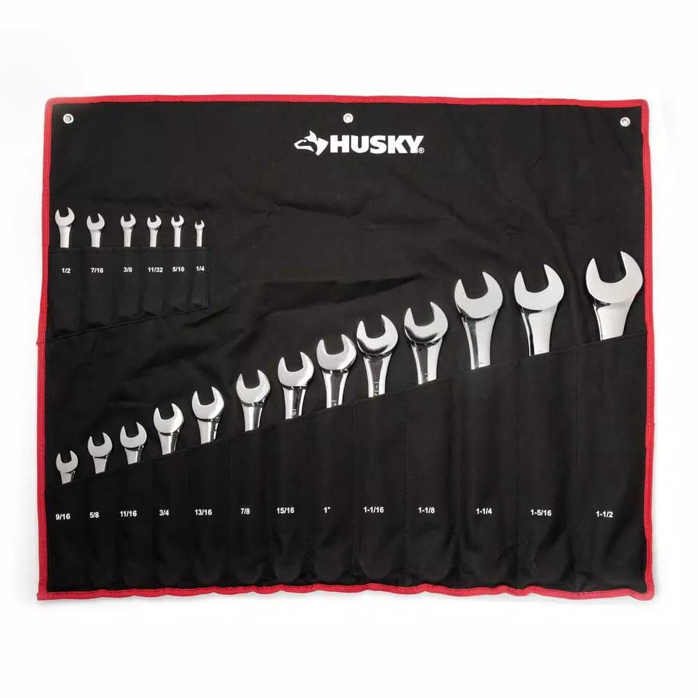 Husky 41-Piece Metric and SAE Combination Wrench Set, Extra-Large Industrial Sizes