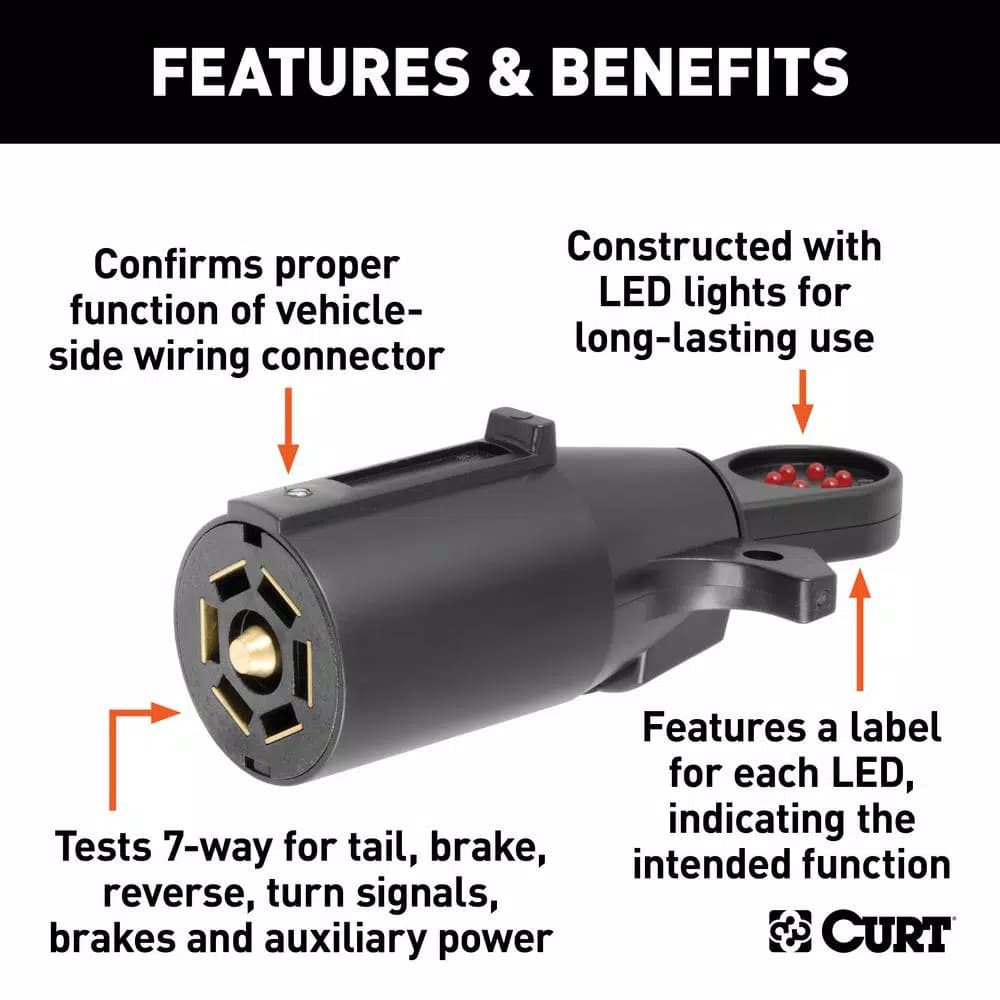 CURT 7-Way RV Blade Connector Tester for Trailer Wiring