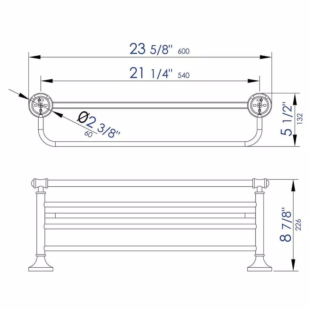 ALFI BRAND AB9583 23.63 in. Wall Mount Towel Rack with Shelf, Polished Chrome