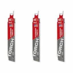 Milwaukee TORCH 6 in. 7 TPI Carbide Teeth Reciprocating Saw Blades for Thick Metal Cutting (3-Pack) thumbnail 1