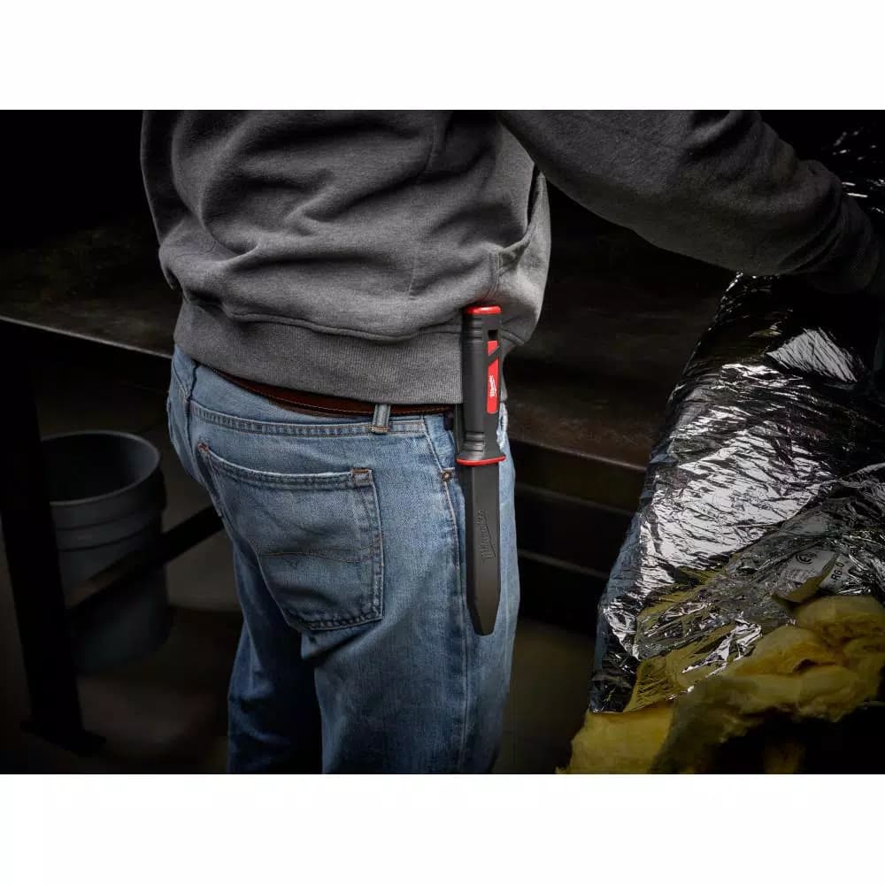 Milwaukee 11 in. Stainless Steel Partially Serrated Duct Knife with Sheath