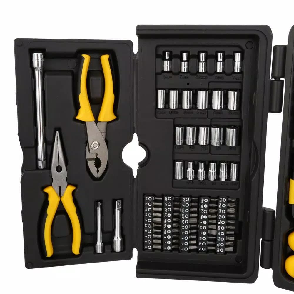 Stanley 150-Piece SAE Mechanics Tool Set with 1/4 in. & 3/8 in. Drive, Chrome Vanadium Steel