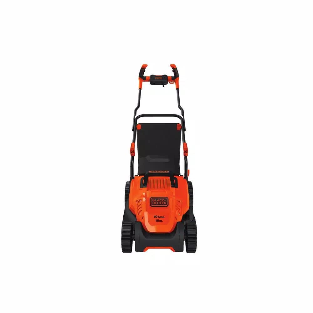 BLACK+DECKER 15 in. 10 Amp Corded Electric Walk Behind Push Lawn Mower with Bagger