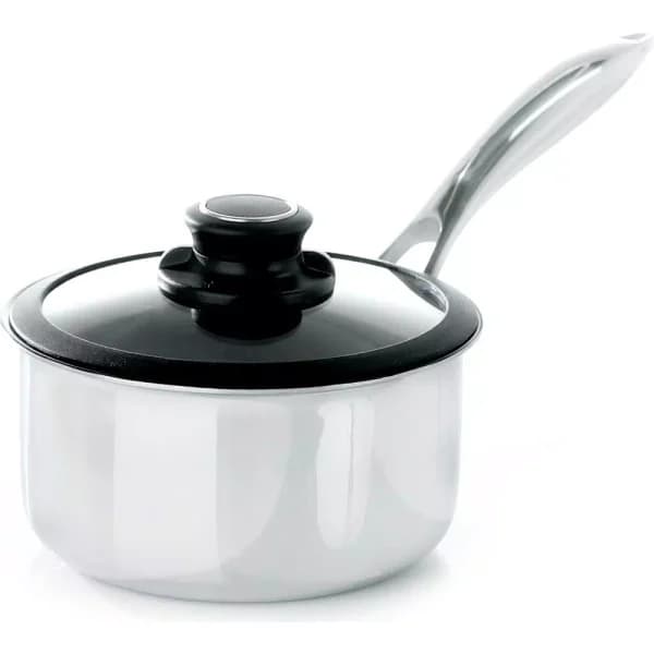 Black Cube 2.5 qt. Hybrid Stainless Steel Nonstick Sauce Pan with Glass Lid