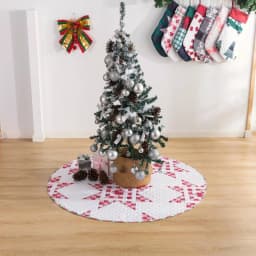 Country Living Angelina 48 in. Reversible Quilted Tree Skirt, Red and White Patchwork Star thumbnail 12