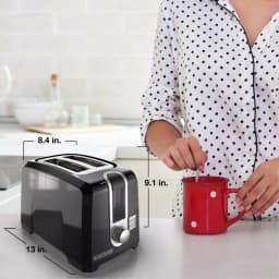 BLACK+DECKER 2-Slice Black Toaster with Extra-Wide Slots and 850-Watt Power thumbnail 7