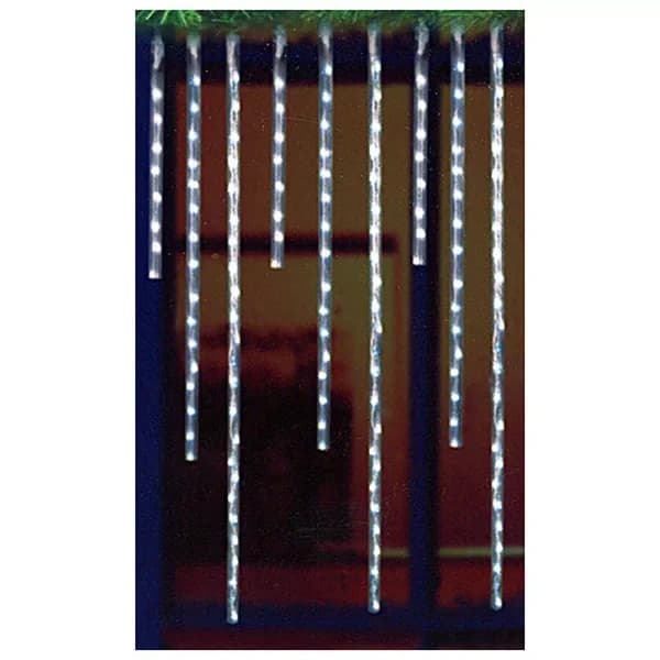 Penn 9-Light LED White Waterfall Icicle Christmas Lights with Clear Wire