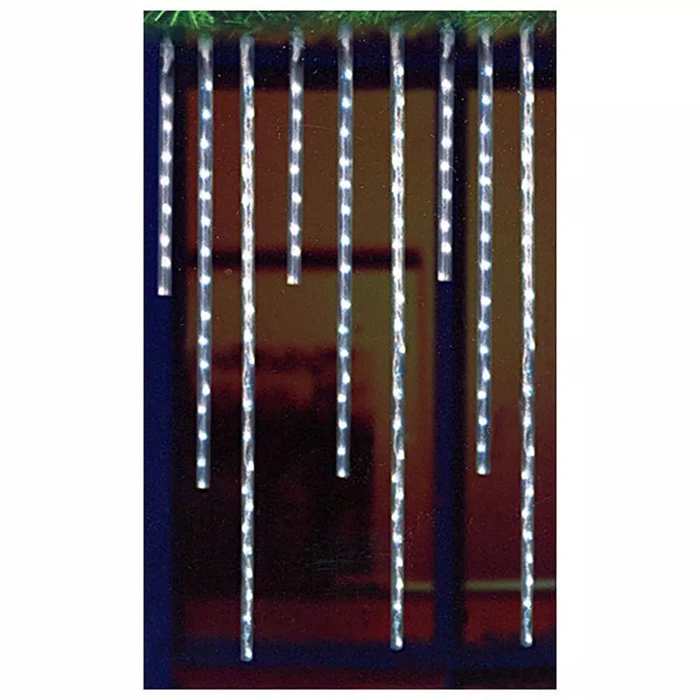Penn 9-Light LED White Waterfall Icicle Christmas Lights with Clear Wire