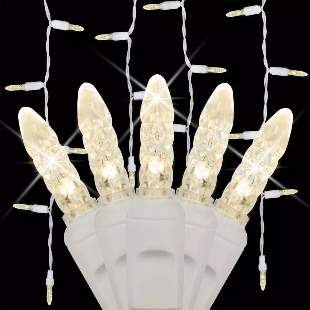 Wintergreen Lighting 7 ft. M5 LED Warm White Twinkle Icicle Light Set, 70 Lights