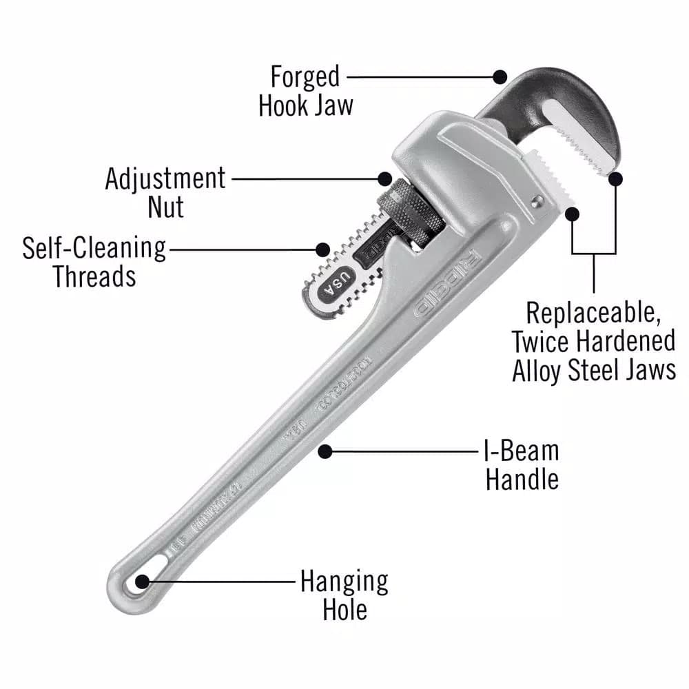 RIDGID 814 14 in. Aluminum Straight Pipe Wrench