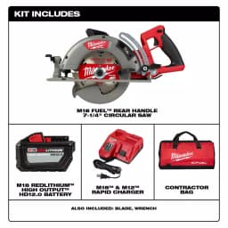 Milwaukee M18 FUEL 7-1/4 in. Cordless Rear Handle Circular Saw Kit with 12.0 Ah Battery & Rapid Charger thumbnail 2