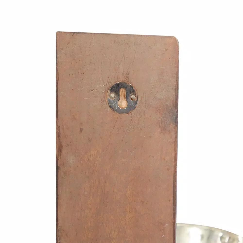 LITTON LANE 21 in. New Traditional Silver Flared Top Hurricane Candle Sconce with Walnut Frame