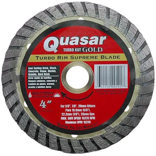 Quasar Turbo Kut Gold 4 in. Turbo Rim Supreme Diamond Blade for Angle Grinders