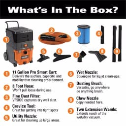 RIDGID 11 Gal. 6.5 Peak HP Smart Cart Wet/Dry Shop Vacuum with Fine Dust Filter thumbnail 2